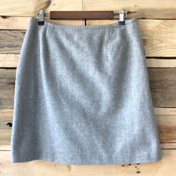 LIZ CLAIBORNE grey wool skirt with leather size 10 - Picture 3 of 9